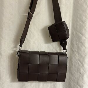 Woven leather crossbody Bottega style
